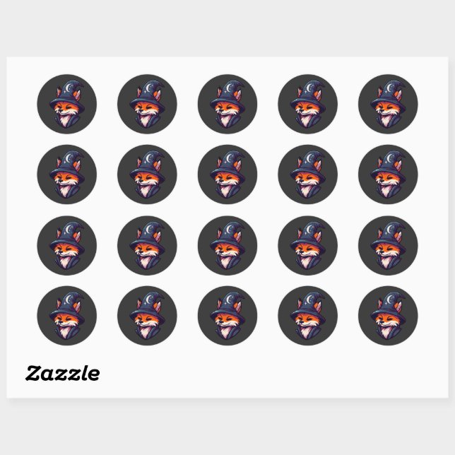 Fox Wizard - Magic Fantasy Classic Round Sticker (Sheet)