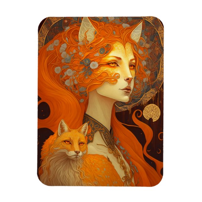 Fox Woman Fantasy Art Magnet (Vertical)