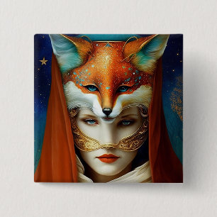 Fox Woman Surreal Fantasy Art 15 Cm Square Badge