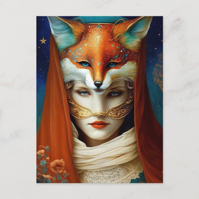 Fox Woman Surreal Fantasy Art Postcard (Front)