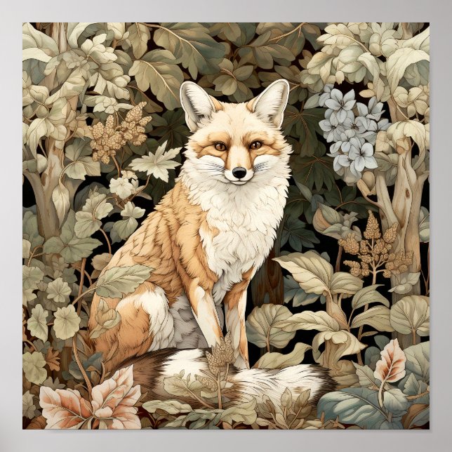 Fox Woodland Animal Art Poster (Front)