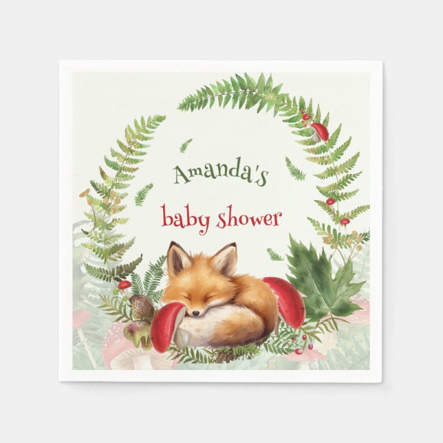 Fox Woodland Animal baby shower  Napkin (Front)