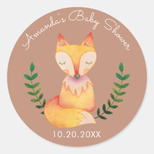 Fox Woodland Baby Shower Favour Tags Sticker