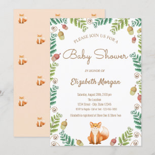 Fox, Woodland Baby Shower Invitation
