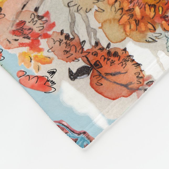Fox Woodland Cabincore Blanket Horizontal (Corner)