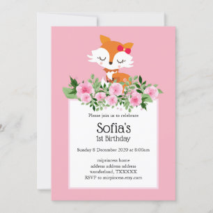 fox woodland, cute invitation