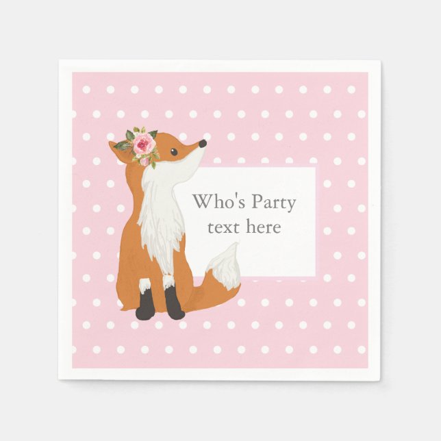 fox, woodland, cute napkin (Front)