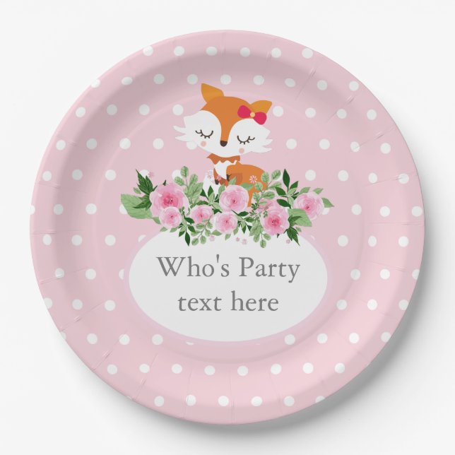 fox, woodland, cute paper plate (Front)