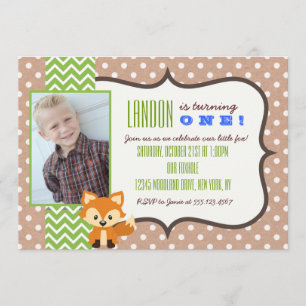 Fox Woodland First Birthday Party Invitation