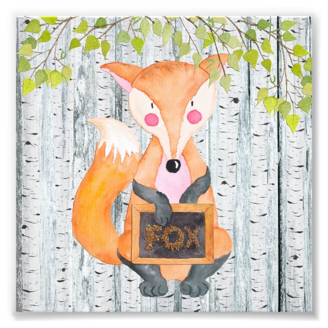 Fox- Woodland Friends - Watercolor illustration Photo Print (Front)