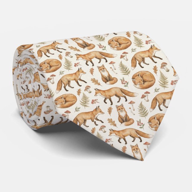 Fox Woodland Pattern Tie (Rolled)