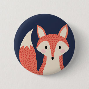 Fox woodland wild animal red orange smart fox 6 cm round badge