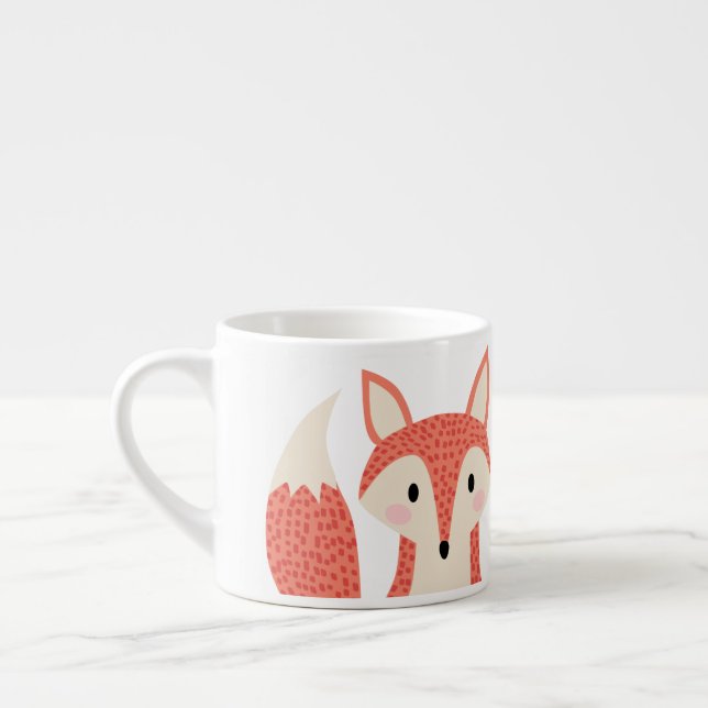 Fox woodland wild animal red orange smart fox espresso cup (Left)