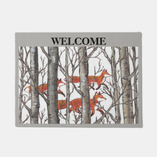 Fox Woods Grey Welcome Doormat Personalise