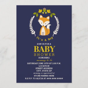 Fox Wreath Baby Shower - Boy Invitation