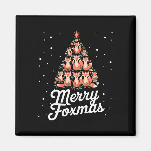 Fox Xmas Tree Foxes Christmas Tree Merry Foxmas  Magnet
