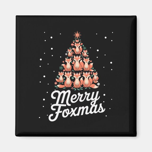 Fox Xmas Tree Foxes Christmas Tree Merry Foxmas  Magnet (Front)