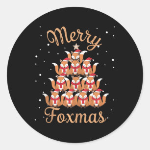 Fox Xmas Tree Foxes Christmas Tree Tank Top Classic Round Sticker