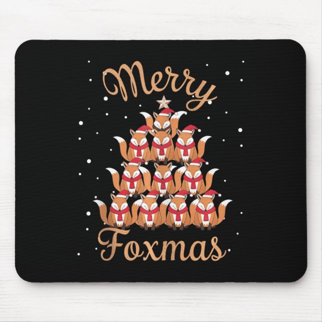 Fox Xmas Tree Foxes Christmas Tree Tank Top  Mouse Mat (Front)