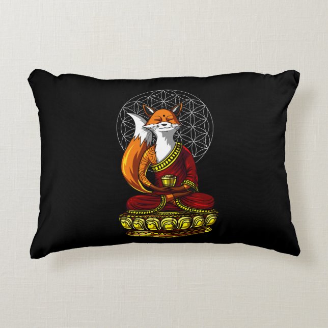 Fox Yoga Zen Meditation Buddha Animal Decorative Cushion (Front)
