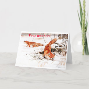 Foxers in the snow vintage Christmas card