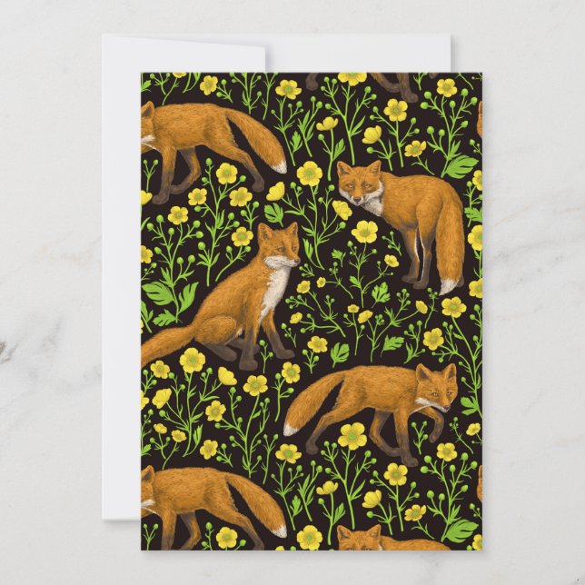 Foxes and buttercups on black (Front)