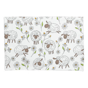 Foxes and buttercups on black pillowcase