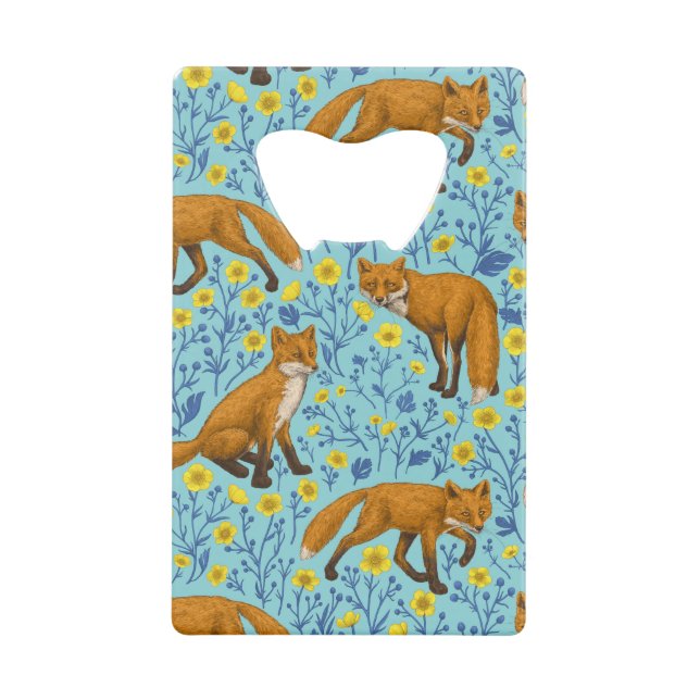 Foxes and buttercups on pool blue (Front)