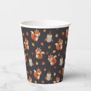 Foxes and Owl Woodland Fall Kids Birthday  Paper Cups