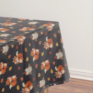 Foxes and Owl Woodland Fall Kids Birthday  Tablecloth