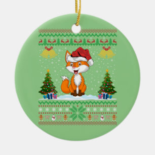 Foxes Animal Lover Xmas Gift Ugly Fox Christmas Ceramic Tree Decoration