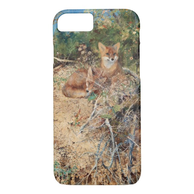 Foxes, Bruno Liljefors Case-Mate iPhone Case (Back)