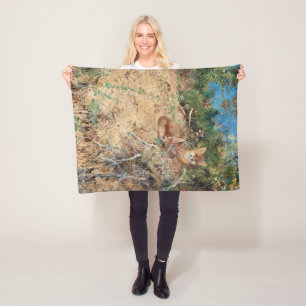 Foxes, Bruno Liljefors Fleece Blanket