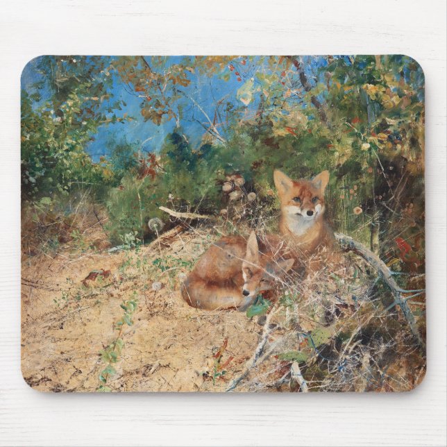 Foxes, Bruno Liljefors Mouse Mat (Front)