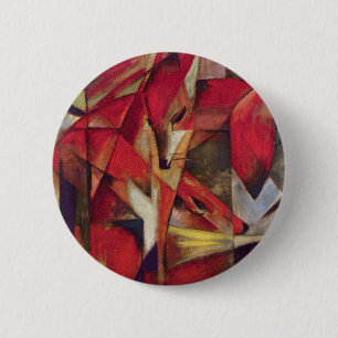 Foxes by Franz Marc, Vintage Abstract Cubism Art 6 Cm Round Badge