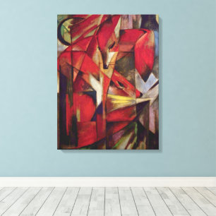Foxes by Franz Marc, Vintage Abstract Cubism Art Canvas Print