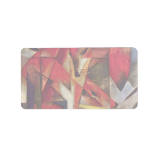 Foxes by Franz Marc, Vintage Abstract Cubism Art Label