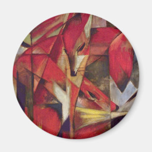 Foxes by Franz Marc, Vintage Abstract Cubism Art Magnet