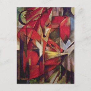 Foxes by Franz Marc, Vintage Abstract Cubism Art Postcard