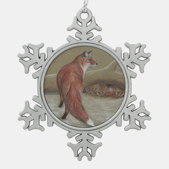 foxes Christmas snowflake ornament (Front)