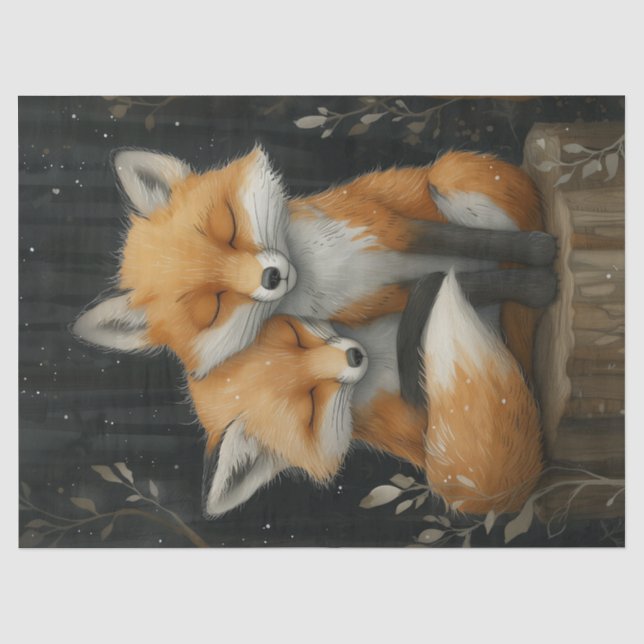 Foxes Cuddling Animals Tissue Paper (Front)