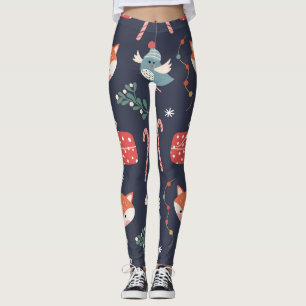 Foxes & Gifts: Christmas Seamless Pattern Leggings