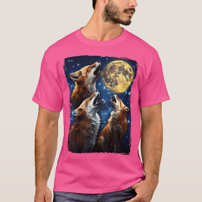 Foxes Howling At Moon Fox T-Shirt (Front)