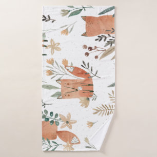 Foxes in Meadows: Watercolor Seamless Bath Towel