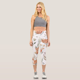 Foxes in Meadows: Watercolor Seamless Capri Leggings