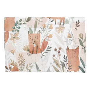 Foxes in Meadows: Watercolor Seamless Pillowcase