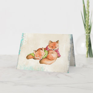 Foxes in Scarves Christmas Card