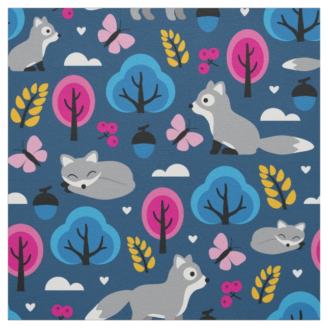 Foxes in the Oak Forest Fabric (Swatch)
