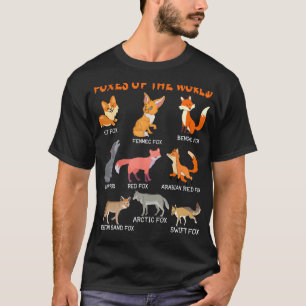 Foxes Of The World Funny Fox Animals Educational T-Shirt