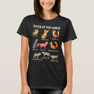 Foxes Of The World Funny Fox Animals Educational T-Shirt